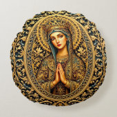 Golden Reverence Virgin Mary ラウンドクッション (正面)