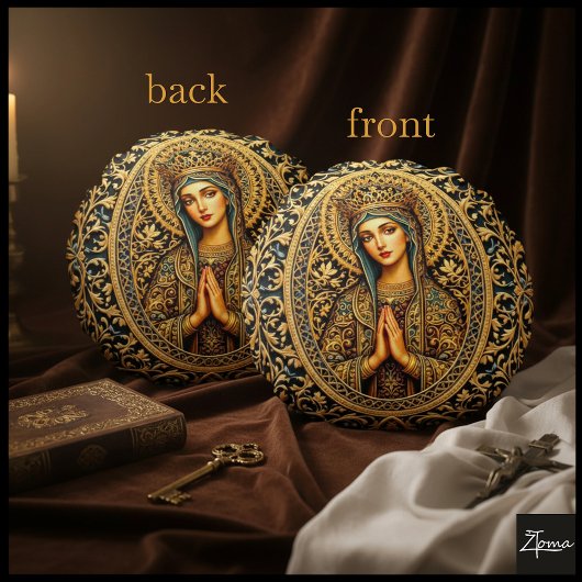 Golden Reverence Virgin Mary ラウンドクッション