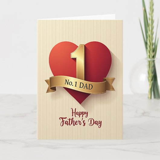 Golden Ribbon Fathers Day Card カード (正面)