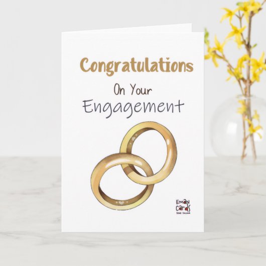 Golden Rings Engagement Card カード (黄色い花)