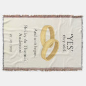 Golden Rings, Wedding Date Keepsake スローブランケット (正面)