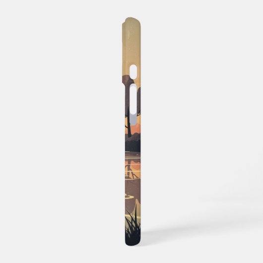 Golden River Retro Scene iPhone 16ケース (左側面)