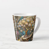 Golden Robot Hand Holding Gold Tree Of Life カフェラテマグ (右アングル)