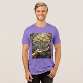 Golden Robot Hand Holding Gold Tree Of Life トライブレンドＴシャツ (正面全面)