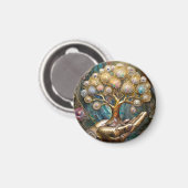 Golden Robot Hand Holding Gold Tree Of Life マグネット (正面/裏面)