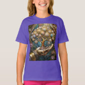 Golden Robot Hand Holding Gold Tree Of Life Tシャツ (正面)