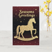 Golden Rocking Horse – Holiday Card カード (黄色い花)