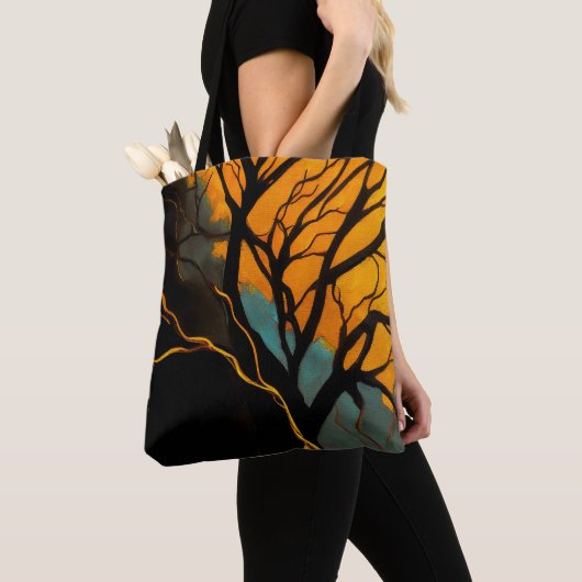 Golden Roots and Twilight Tree トートバッグ (クローズアップ)