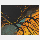 Golden Roots and Twilight Tree フリースブランケット (正面(横))