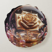 Golden rose in a globe ラウンドクッション (裏面)