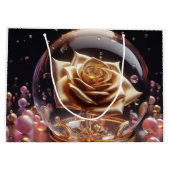 Golden rose in a globe ラージペーパーバッグ (裏面)
