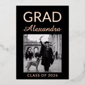 Golden Rose Ivory DVM Photo Graduation Party 箔招待状 (正面)