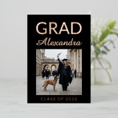 Golden Rose Ivory DVM Photo Graduation Party 箔招待状 (立ち正面)