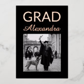 Golden Rose Ivory DVM Photo Graduation Party 箔招待状 (正面)