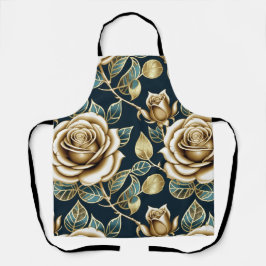 Golden Roses With a Metallic Finish エプロン