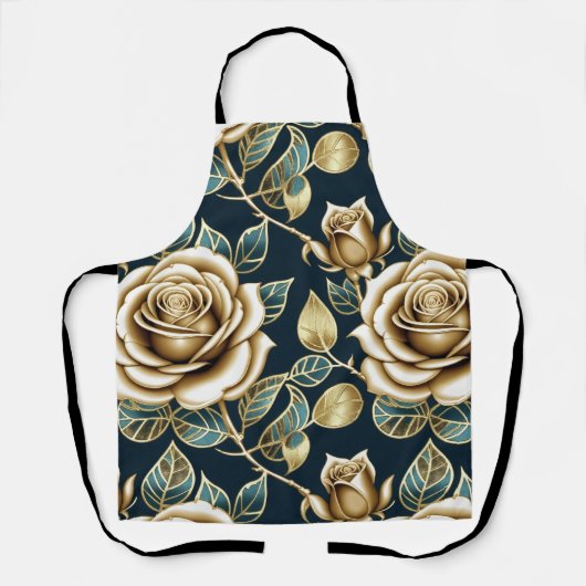 Golden Roses With a Metallic Finish エプロン (正面)