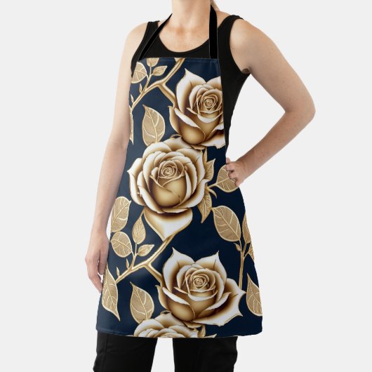 Golden Roses With A Metallic Finish エプロン (インサイチュ)