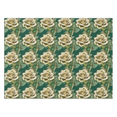 Golden Roses With Emerald Green Leaves  テーブルクロス (正面(横))