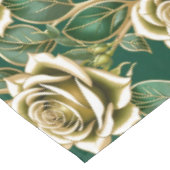 Golden Roses With Emerald Green Leaves  テーブルクロス (アングル)