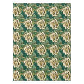 Golden Roses With Emerald Green Leaves  テーブルクロス (正面)