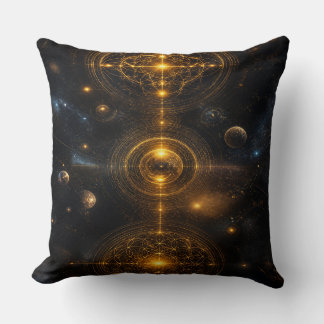 Golden Sacred Geometry Space クッション