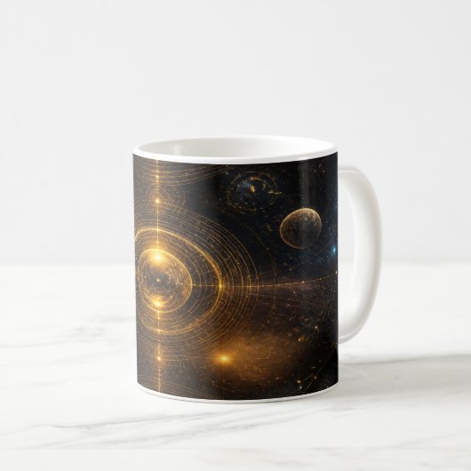 Golden Sacred Geometry Space コーヒーマグカップ (正面右)
