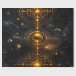 Golden Sacred Geometry Space ラッピングペーパー