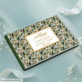 Golden sage green eucalyptus wedding guest book ゲストブック