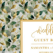 Golden sage green eucalyptus wedding guest book  ゲストブック