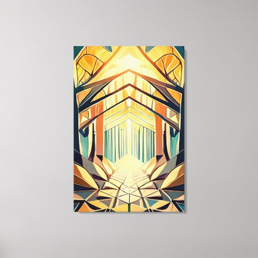 Golden Sanctuary: Radiant Architectural Gemetric キャンバスプリント (正面)
