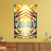 Golden Sanctuary: Radiant Architectural Gemetric キャンバスプリント (インサイチュ (リビング))