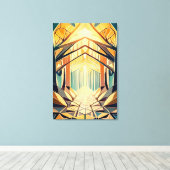 Golden Sanctuary: Radiant Architectural Gemetric キャンバスプリント (インサイチュ (ウッドフロア))