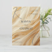 Golden Satin Luxe Wedding Invitation | Sparkle Cre シーズンカード (スタンド正面)