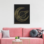 Golden Saturn Celestial Crescent Art Canvas Gift キャンバスプリント (インサイチュ (リビング))