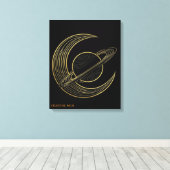 Golden Saturn Celestial Crescent Art Canvas Gift キャンバスプリント (インサイチュ (ウッドフロア))