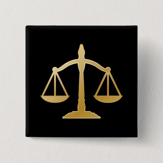 Golden Scales of Justice Law Theme Design Button 缶バッジ (正面)