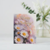 Golden Script Birthday Daisy Bouquet ポストカード (スタンド正面)
