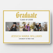 Golden Script Name School Photo Collage for Gradua フォトプラーク (正面)