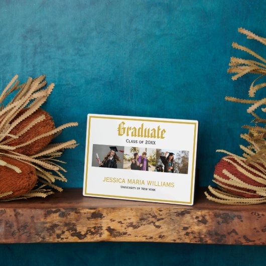 Golden Script Name School Photo Collage for Gradua フォトプラーク (側面)