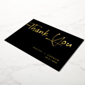 Golden Script Wedding Thank You Real Foil Cards 箔招待状 (回転した状態)