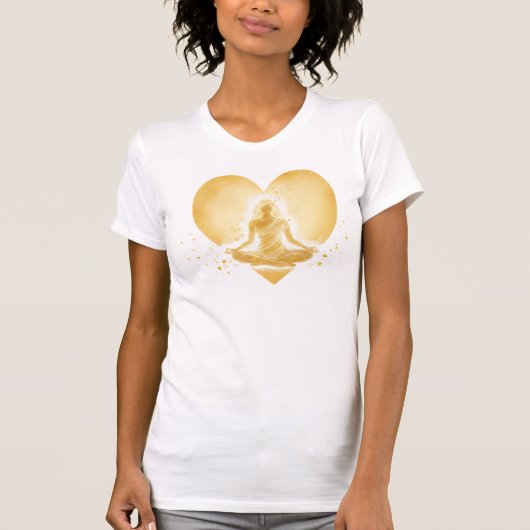 Golden Self-Love Aura — Meditative Heart Glow Tシャツ (正面)