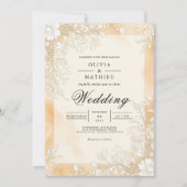 Golden Sepia Flourish Wedding 招待状 (正面)