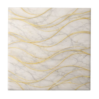 Golden Serenity Marble Waves – Luxury Seamless タイル