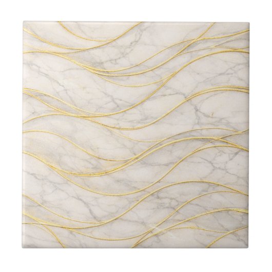 Golden Serenity Marble Waves – Luxury Seamless タイル (正面)