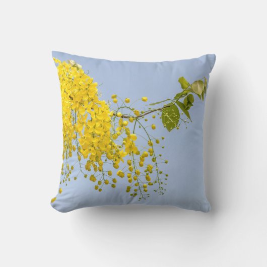 Golden Shower Tree Floral Throw Pillow Cover  クッション (正面)