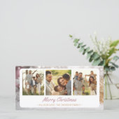 Golden Silver Baby Pink Snowflake 3 Photo Collage シーズンカード (スタンド正面)