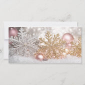 Golden Silver Baby Pink Snowflake 3 Photo Collage シーズンカード (裏面)