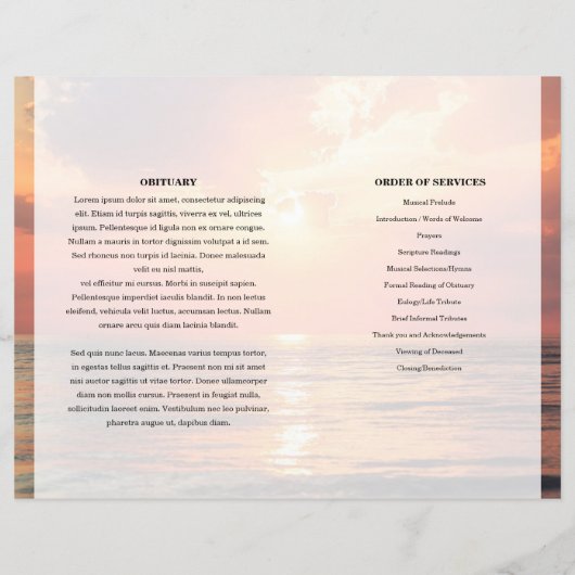 Golden sky Funeral Program template (裏面)