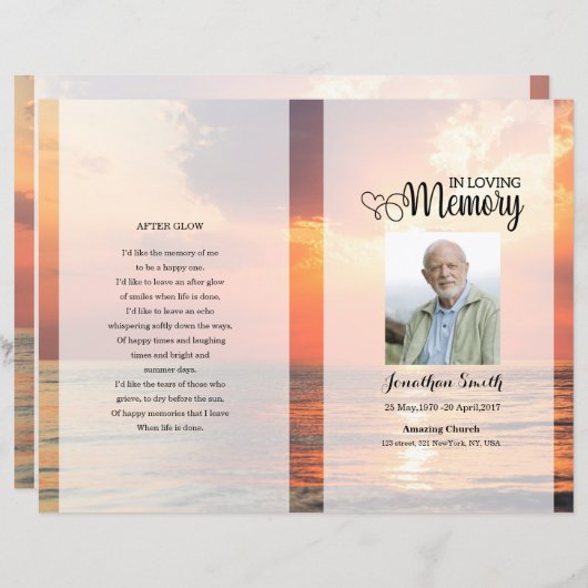 Golden sky Funeral Program template (正面/裏面)