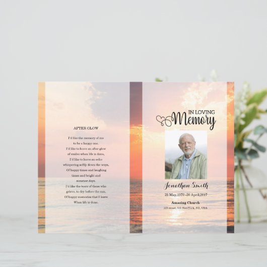Golden sky Funeral Program template (スタンド正面)